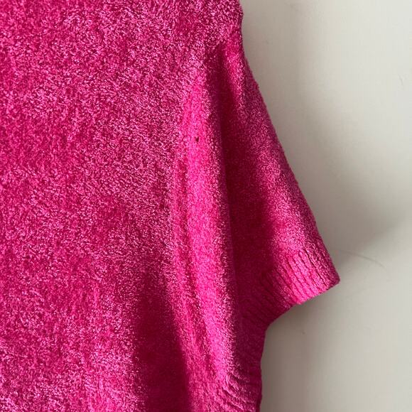 Vintage 90s World Republic Soft Knit Hot Pink Terry Cloth Top Med - Picture 5 of 6